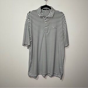RLX Ralph Lauren men navy striped wicking UV casual golf light polo shirt in XL